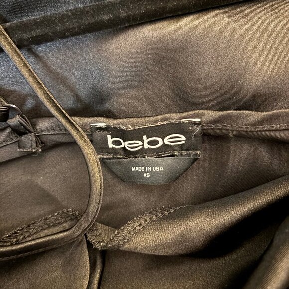 VTG Bebe Women Slip Dress Size XS Black Spaghetti Strap Cowl Neck Y2K Whimsigoth - Picture 9 of 13